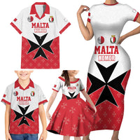 Custom Malta Football Champions Family Matching Short Sleeve Bodycon Dress and Hawaiian Shirt Sporty Style