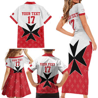 Custom Malta Football Champions Family Matching Short Sleeve Bodycon Dress and Hawaiian Shirt Sporty Style