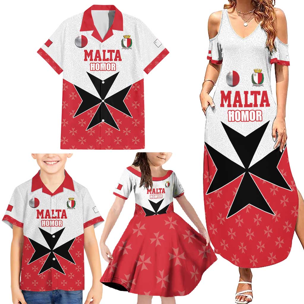 Custom Malta Football Champions Family Matching Summer Maxi Dress and Hawaiian Shirt Sporty Style