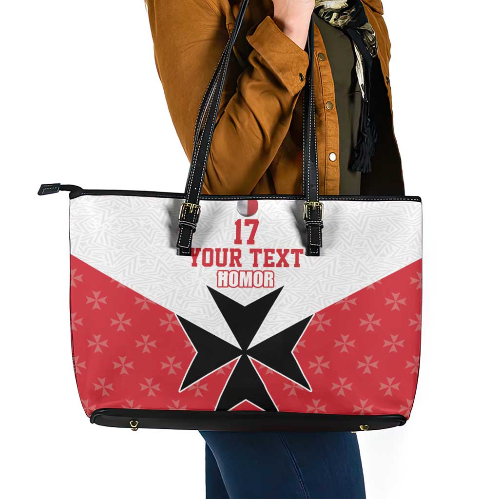 Custom Malta Football Champions Leather Tote Bag Sporty Style