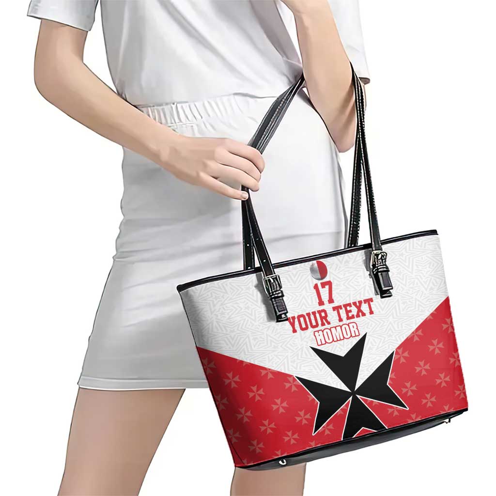 Custom Malta Football Champions Leather Tote Bag Sporty Style