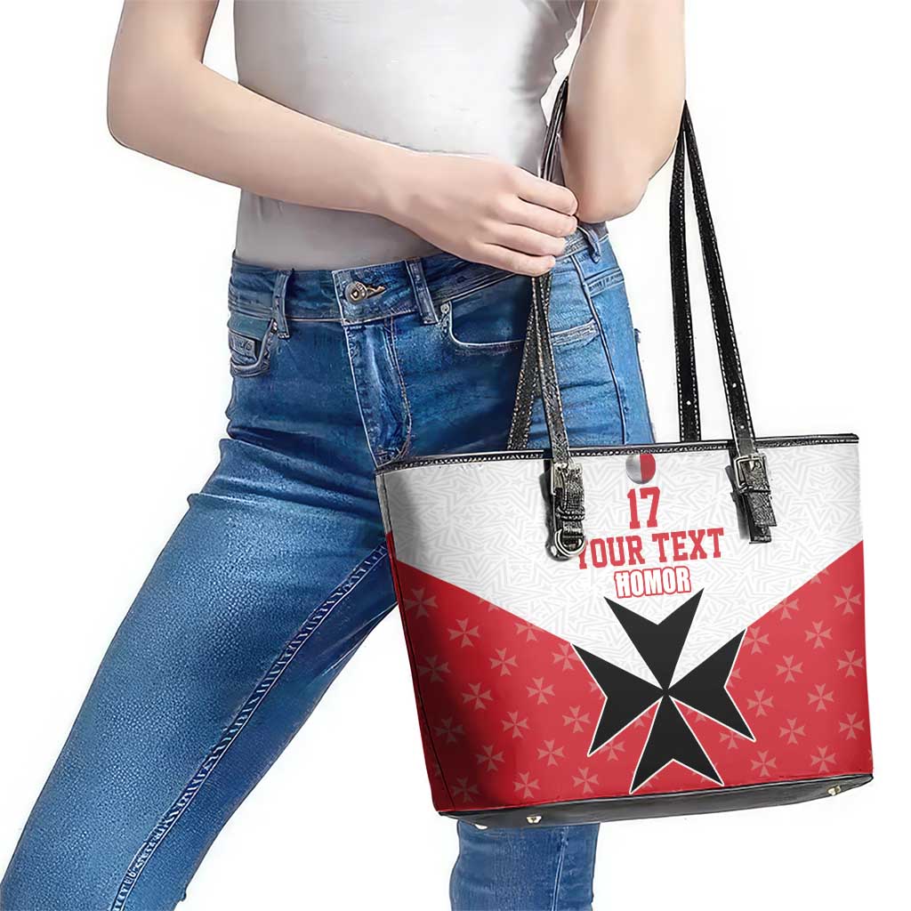 Custom Malta Football Champions Leather Tote Bag Sporty Style