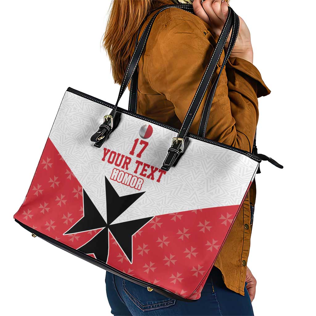 Custom Malta Football Champions Leather Tote Bag Sporty Style