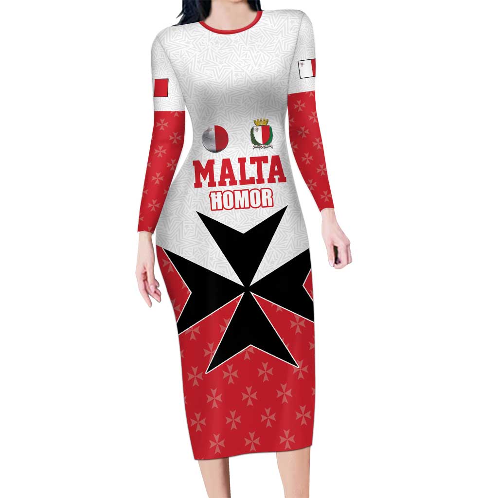Custom Malta Football Champions Long Sleeve Bodycon Dress Sporty Style