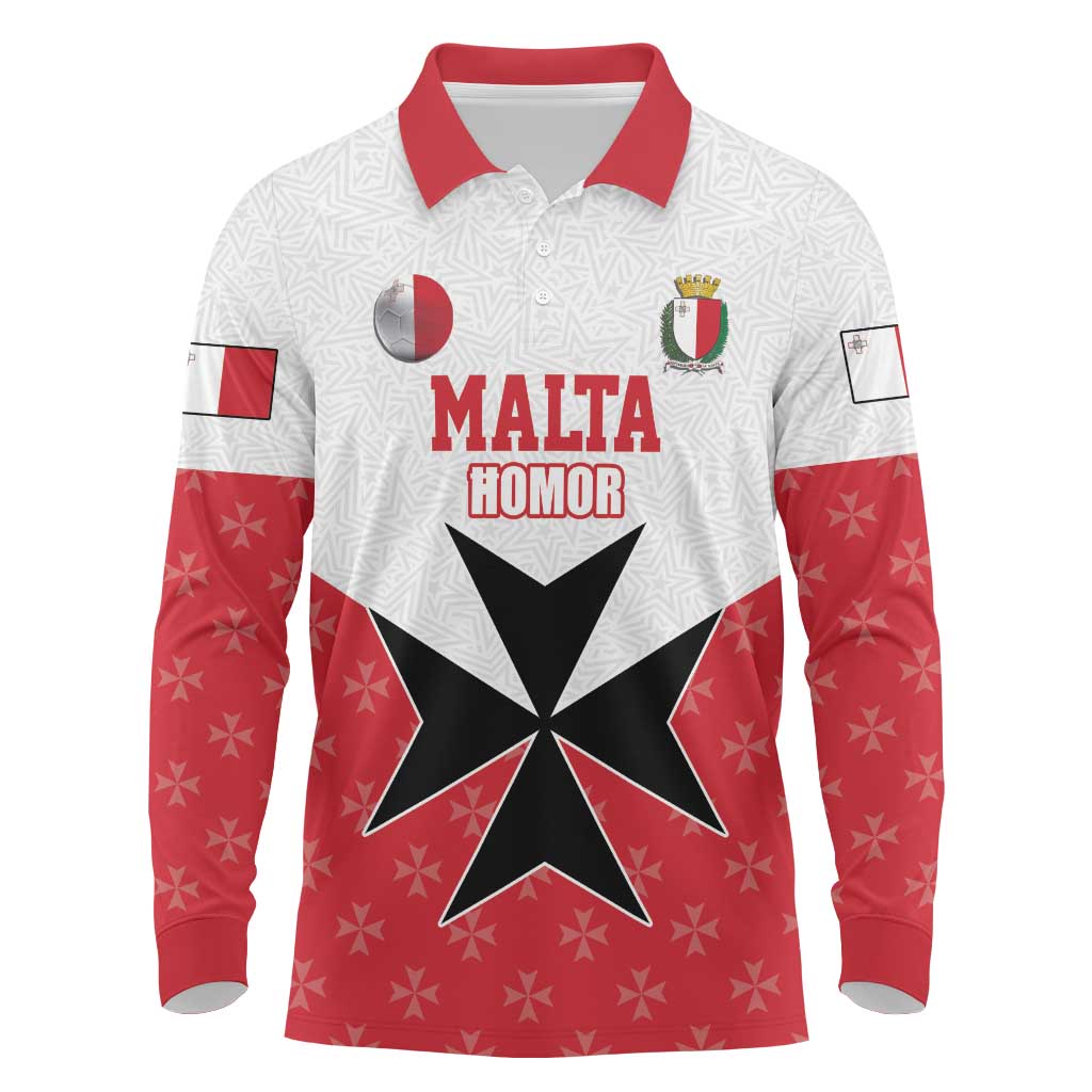 Custom Malta Football Champions Long Sleeve Polo Shirt Sporty Style