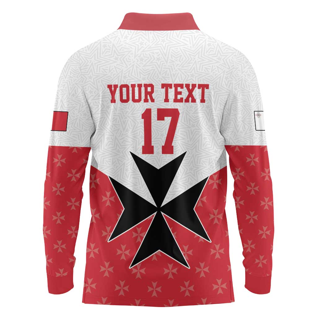 Custom Malta Football Champions Long Sleeve Polo Shirt Sporty Style