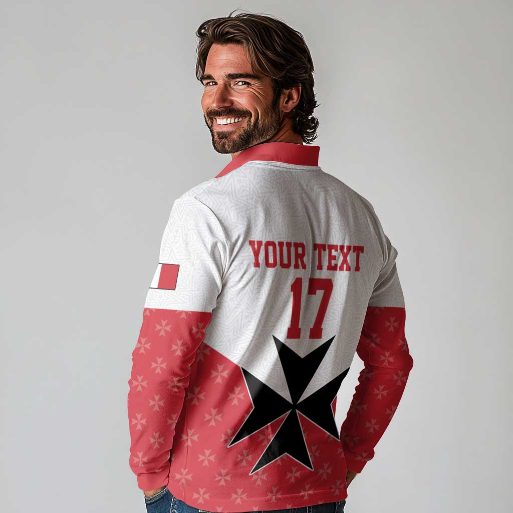 Custom Malta Football Champions Long Sleeve Polo Shirt Sporty Style