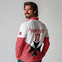 Custom Malta Football Champions Long Sleeve Polo Shirt Sporty Style