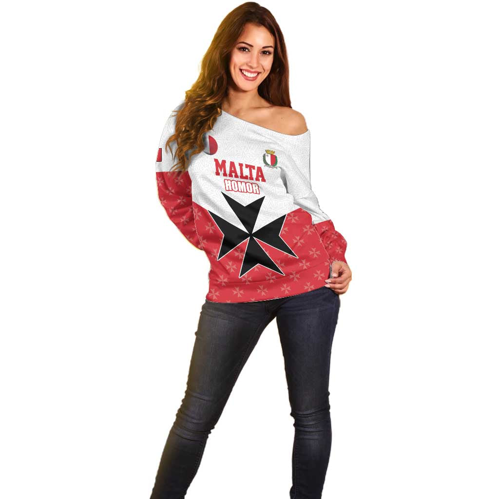 Custom Malta Football Champions Off Shoulder Sweater Sporty Style