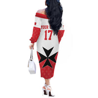 Custom Malta Football Champions Off The Shoulder Long Sleeve Dress Sporty Style