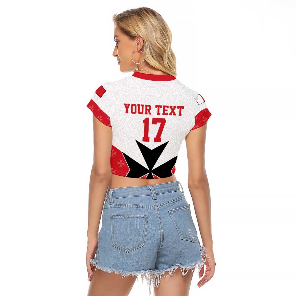 Custom Malta Football Champions Raglan Cropped T Shirt Sporty Style
