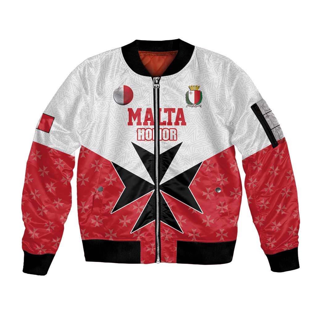 Custom Malta Football Champions Sleeve Zip Bomber Jacket Sporty Style