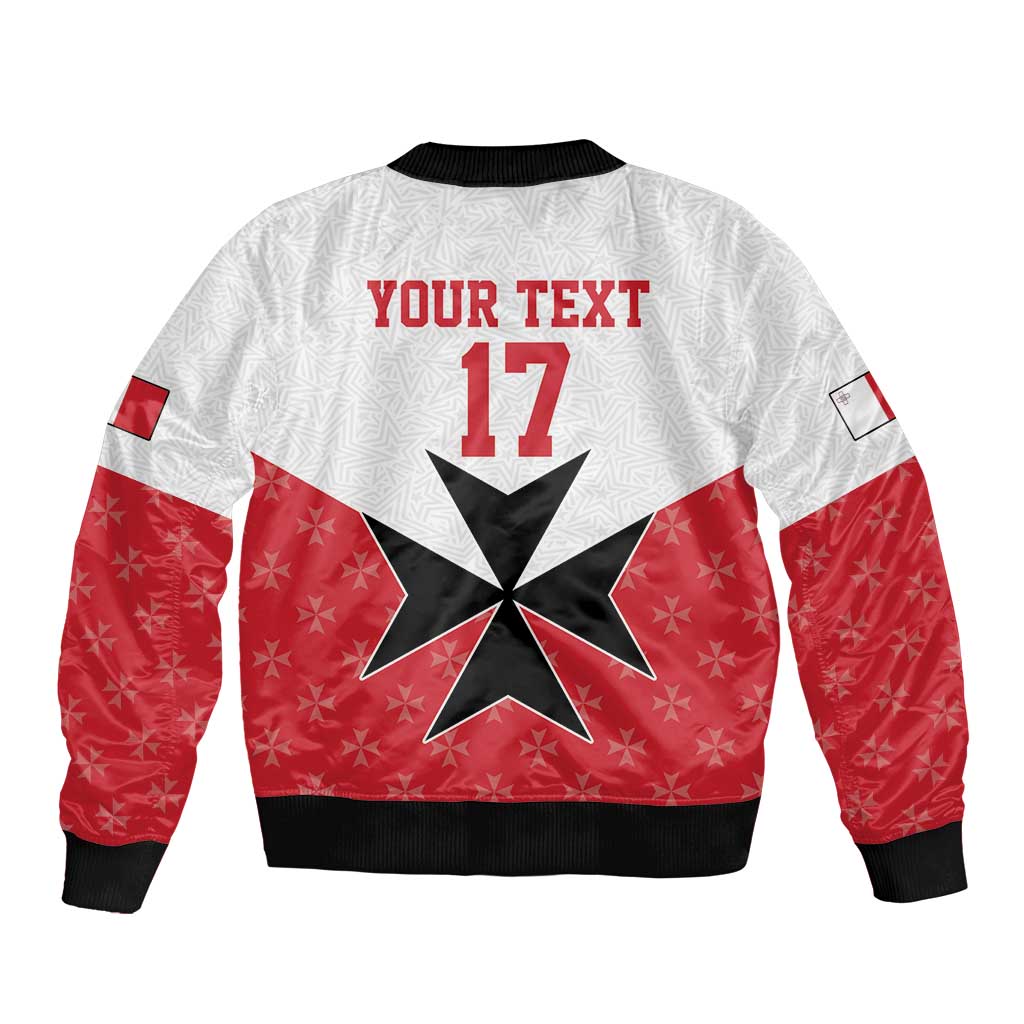 Custom Malta Football Champions Sleeve Zip Bomber Jacket Sporty Style