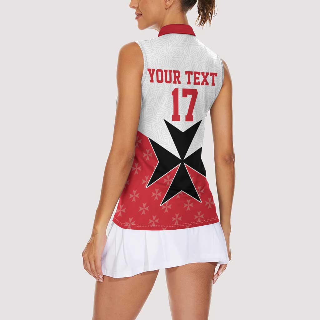 Custom Malta Football Champions Women Sleeveless Polo Shirt Sporty Style
