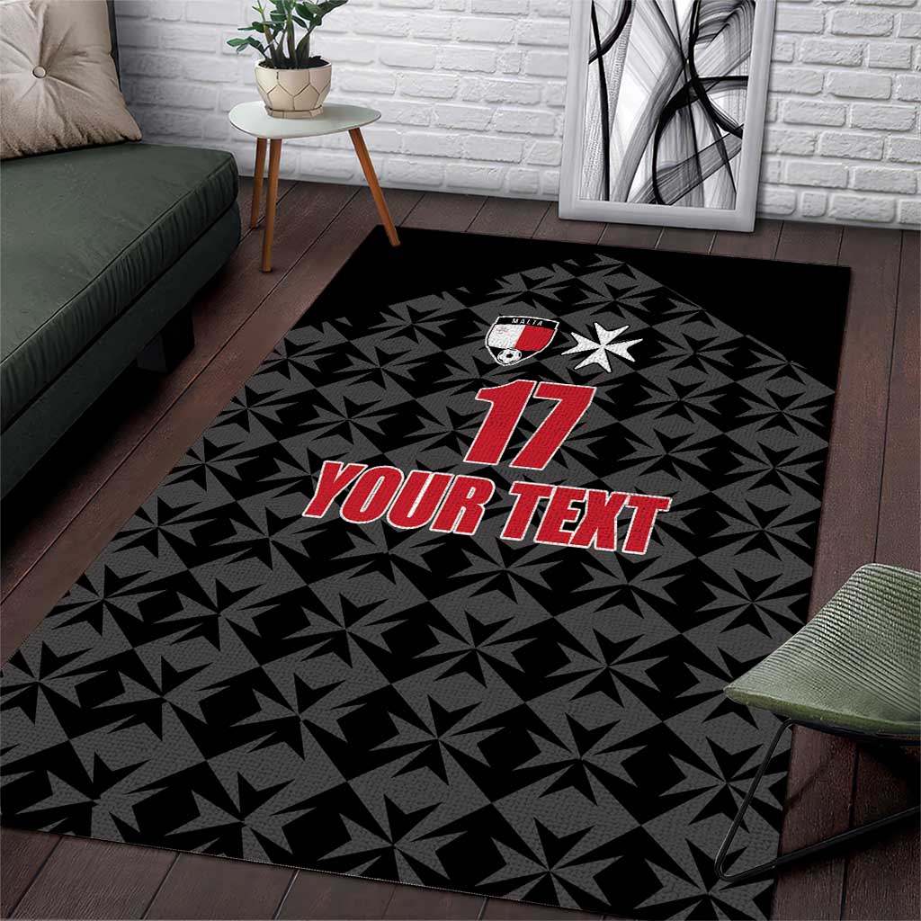 Custom Malta Football Jersey Go Champions Area Rug Black Style