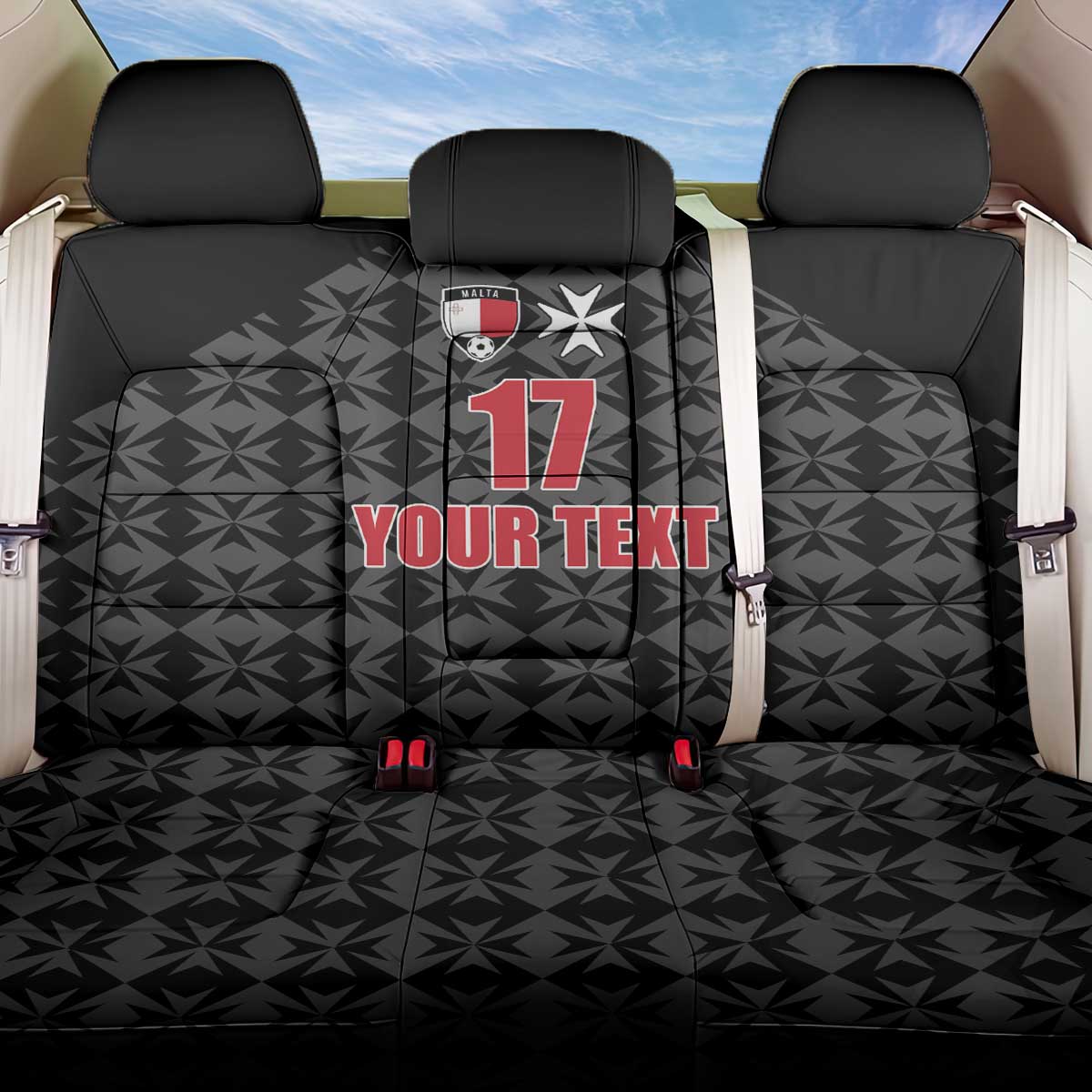 Custom Malta Football Jersey Go Champions Back Car Seat Cover Black Style