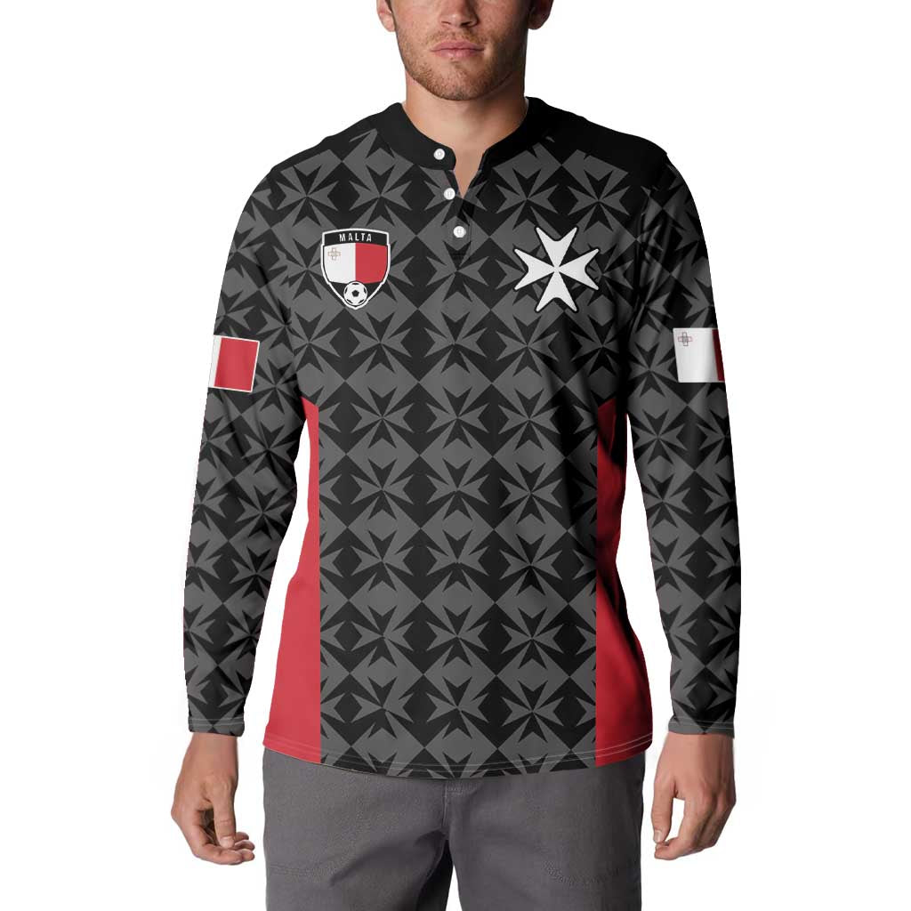 Custom Malta Football Jersey Go Champions Button Sweatshirt Black Style