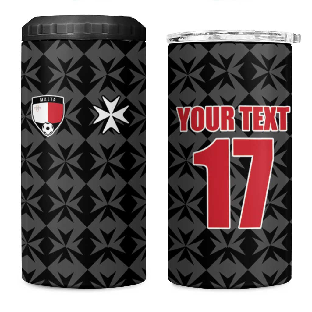 Custom Malta Football Jersey Go Champions 4 in 1 Can Cooler Tumbler Black Style