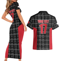 Custom Malta Football Jersey Go Champions Couples Matching Short Sleeve Bodycon Dress and Hawaiian Shirt Black Style