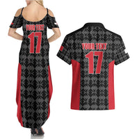 Custom Malta Football Jersey Go Champions Couples Matching Summer Maxi Dress and Hawaiian Shirt Black Style