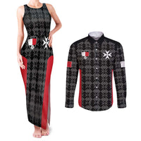 Custom Malta Football Jersey Go Champions Couples Matching Tank Maxi Dress and Long Sleeve Button Shirt Black Style