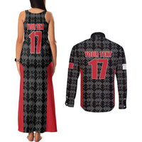 Custom Malta Football Jersey Go Champions Couples Matching Tank Maxi Dress and Long Sleeve Button Shirt Black Style