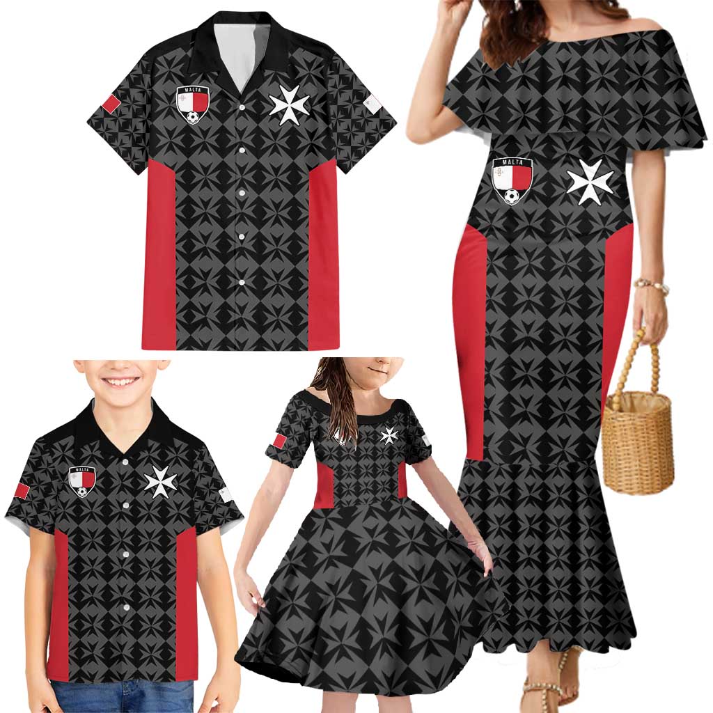 Custom Malta Football Jersey Go Champions Family Matching Mermaid Dress and Hawaiian Shirt Black Style