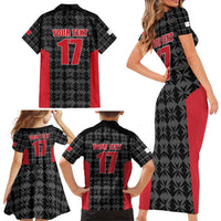 Custom Malta Football Jersey Go Champions Family Matching Short Sleeve Bodycon Dress and Hawaiian Shirt Black Style