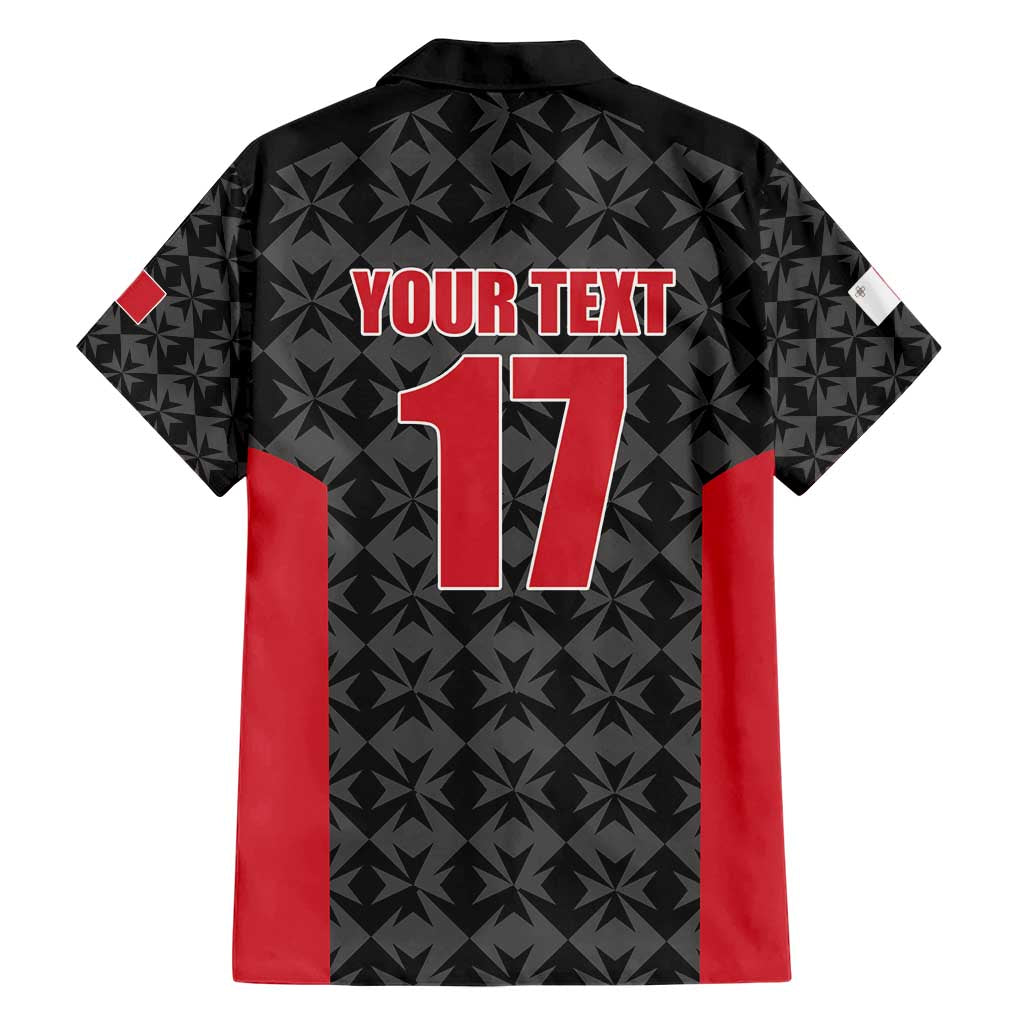 Custom Malta Football Jersey Go Champions Family Matching Short Sleeve Bodycon Dress and Hawaiian Shirt Black Style