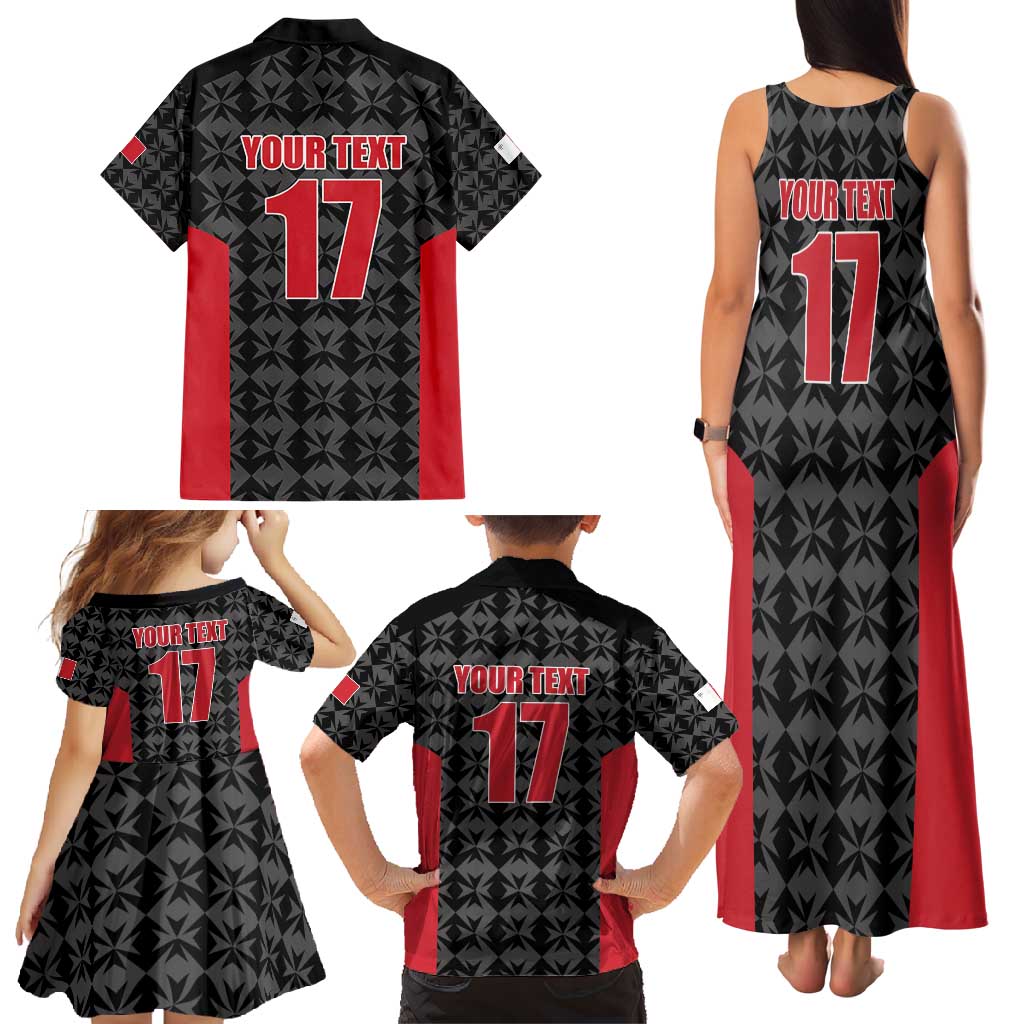 Custom Malta Football Jersey Go Champions Family Matching Tank Maxi Dress and Hawaiian Shirt Black Style