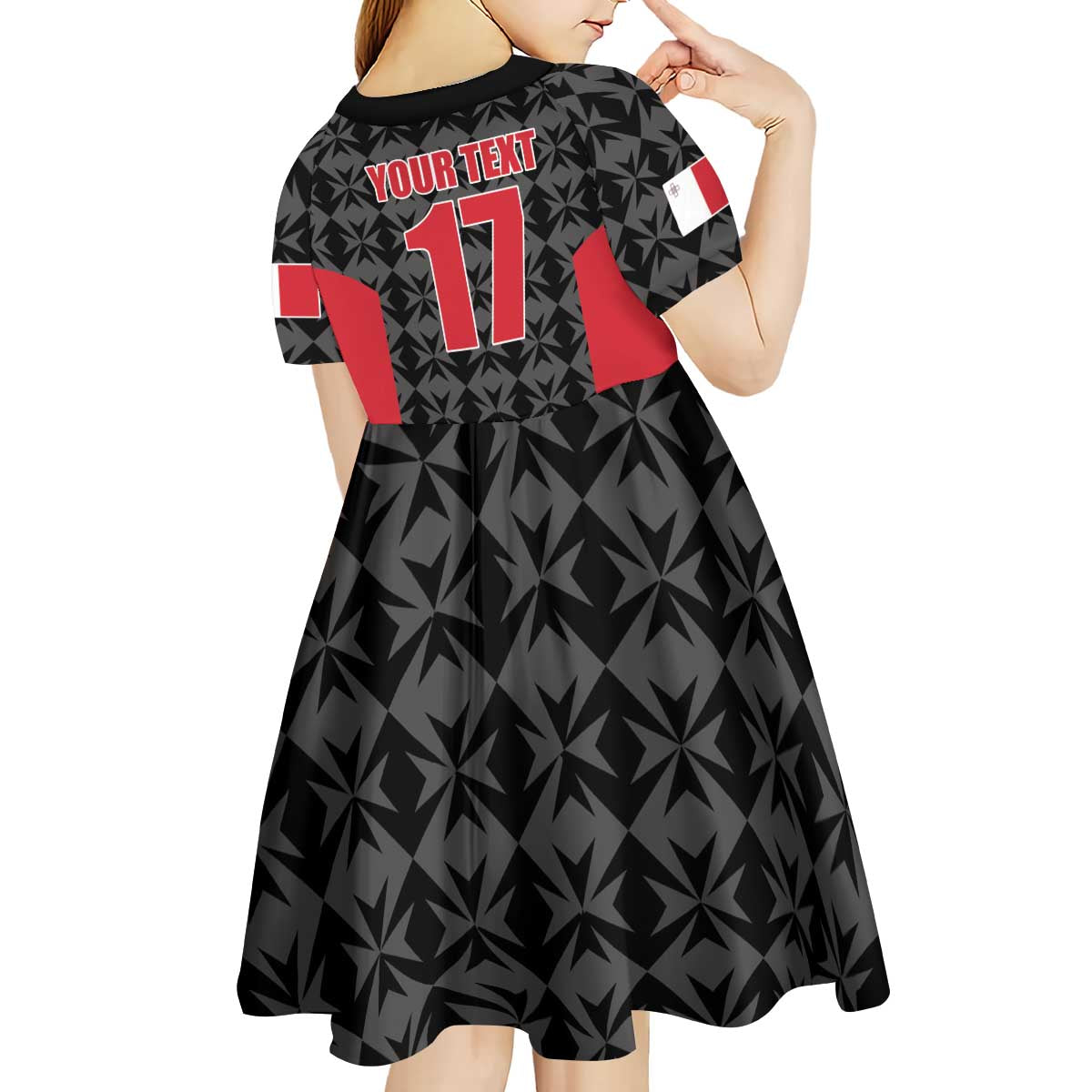 Custom Malta Football Jersey Go Champions Kid Short Sleeve Dress Black Style
