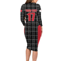 Custom Malta Football Jersey Go Champions Long Sleeve Bodycon Dress Black Style