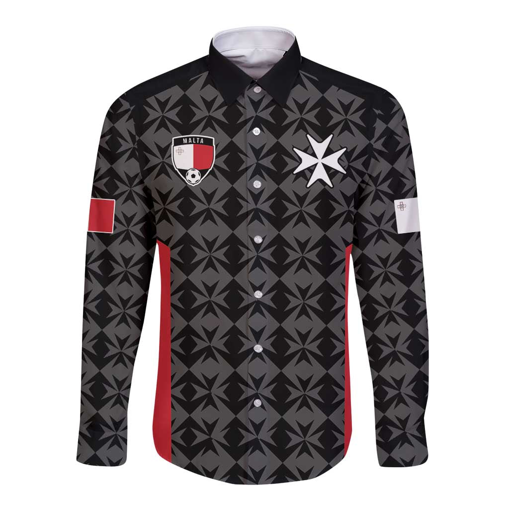 Custom Malta Football Jersey Go Champions Long Sleeve Button Shirt Black Style