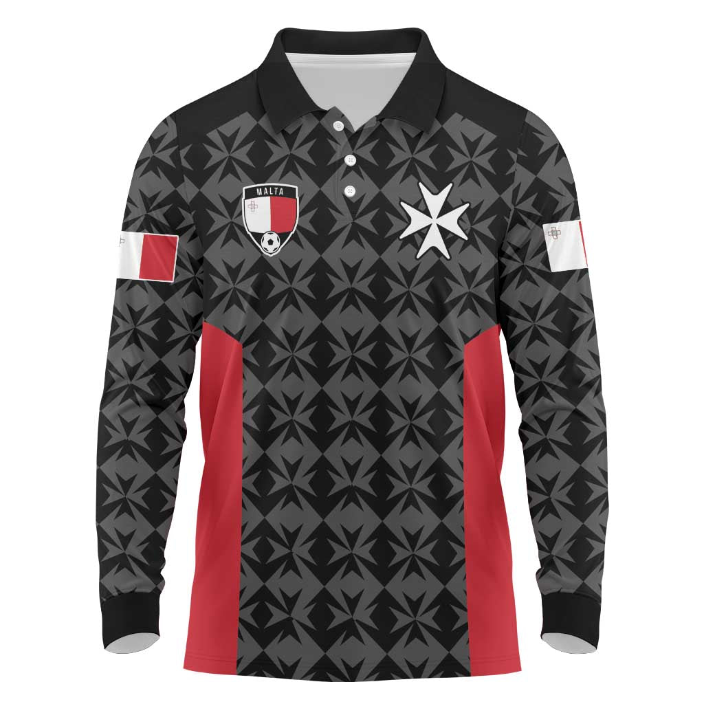 Custom Malta Football Jersey Go Champions Long Sleeve Polo Shirt Black Style