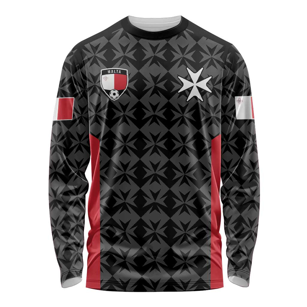 Custom Malta Football Jersey Go Champions Long Sleeve Shirt Black Style
