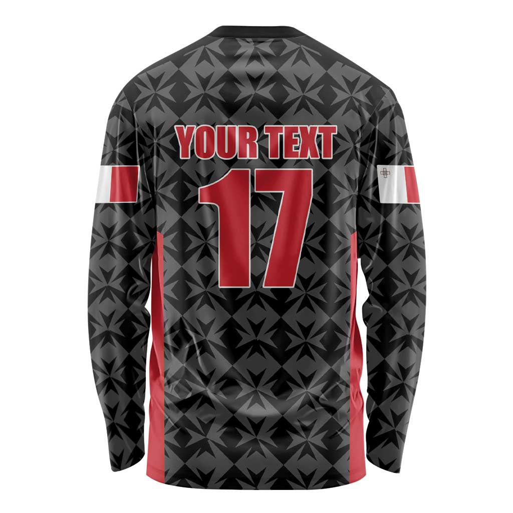 Custom Malta Football Jersey Go Champions Long Sleeve Shirt Black Style