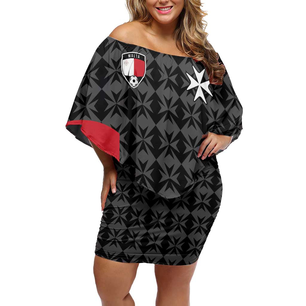 Custom Malta Football Jersey Go Champions Off Shoulder Short Dress Black Style
