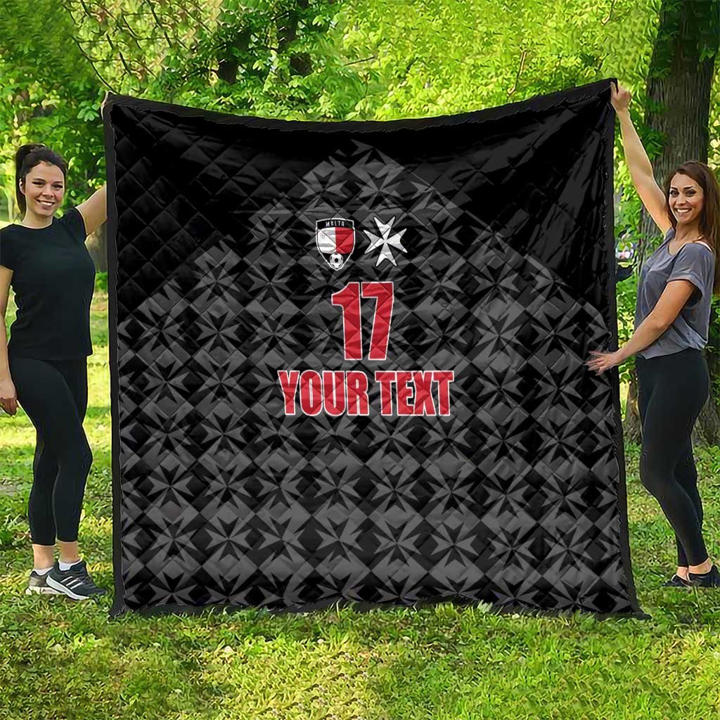 Custom Malta Football Jersey Go Champions Quilt Black Style