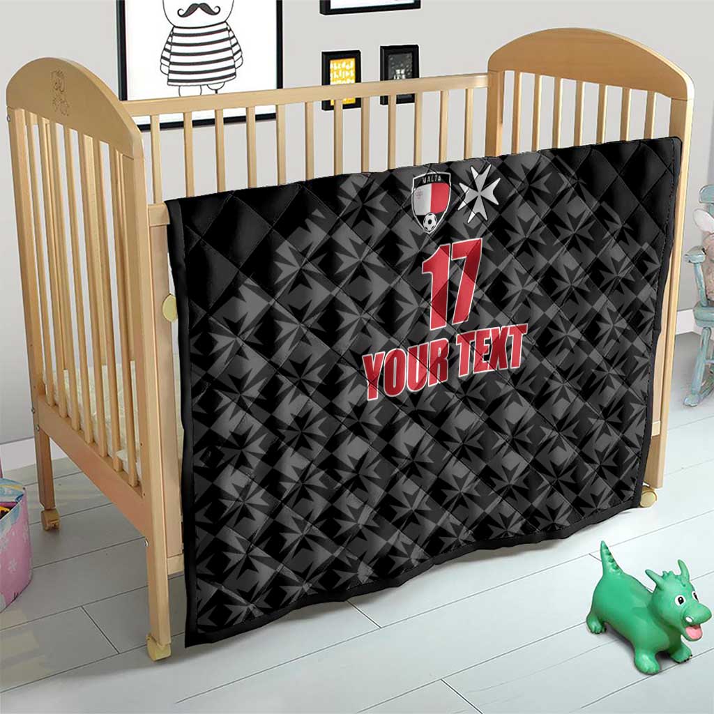 Custom Malta Football Jersey Go Champions Quilt Black Style