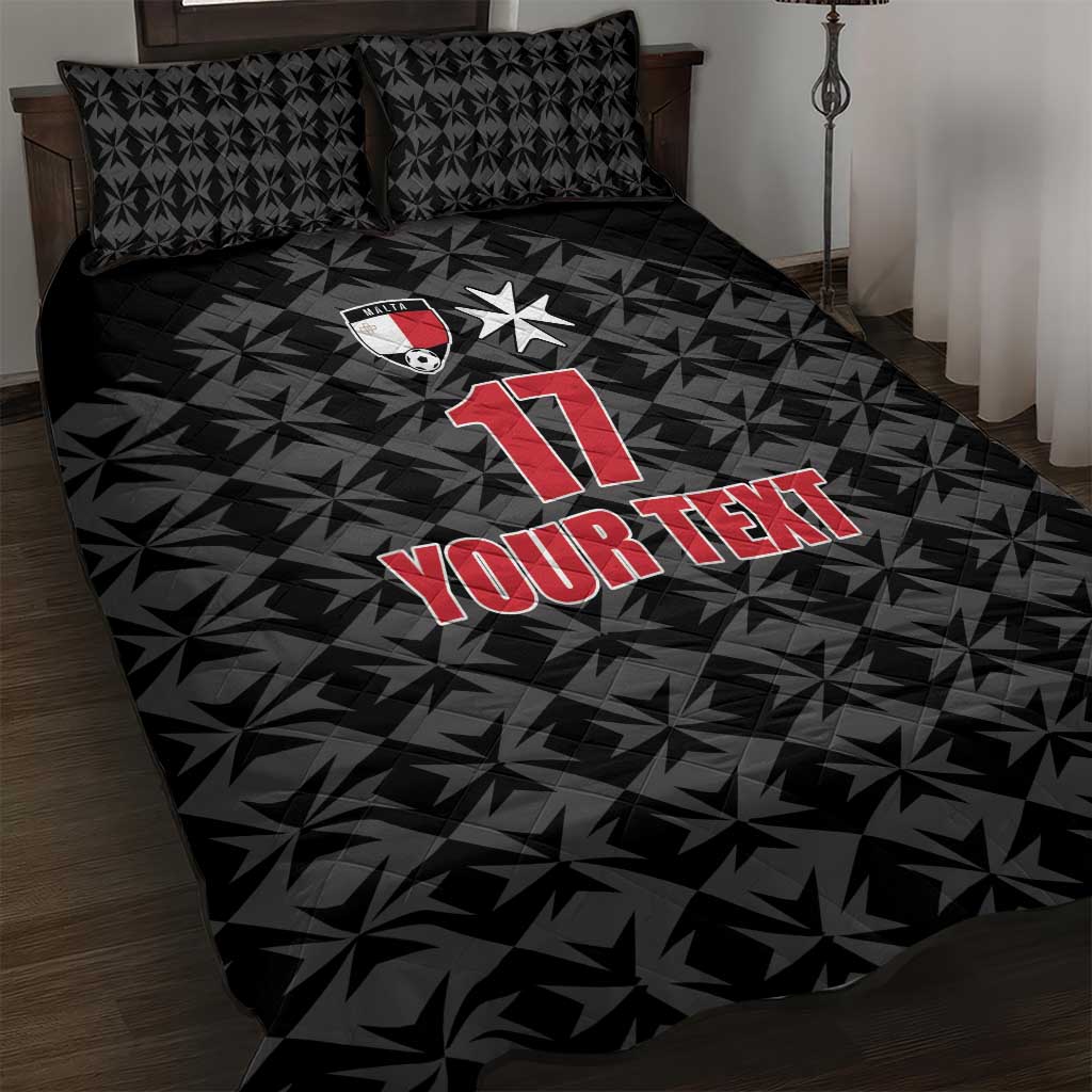 Custom Malta Football Jersey Go Champions Quilt Bed Set Black Style