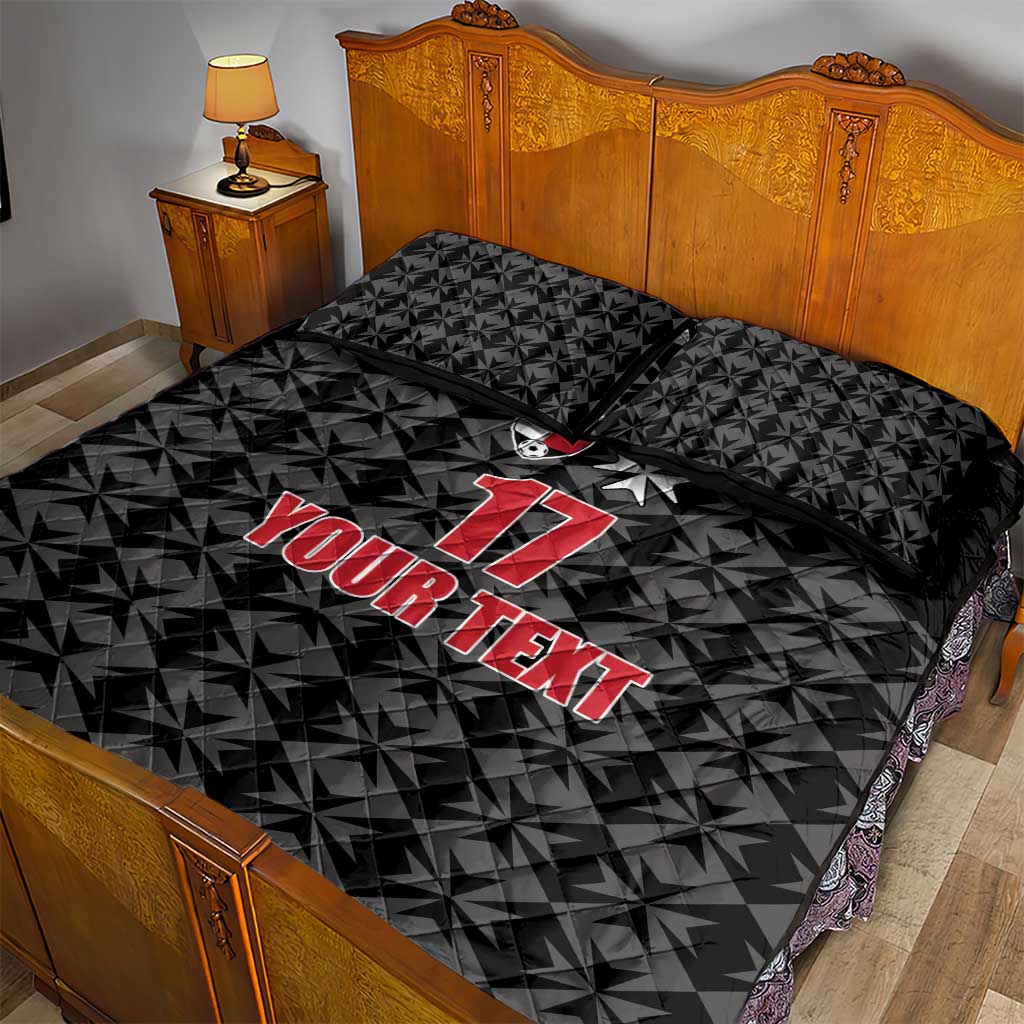 Custom Malta Football Jersey Go Champions Quilt Bed Set Black Style