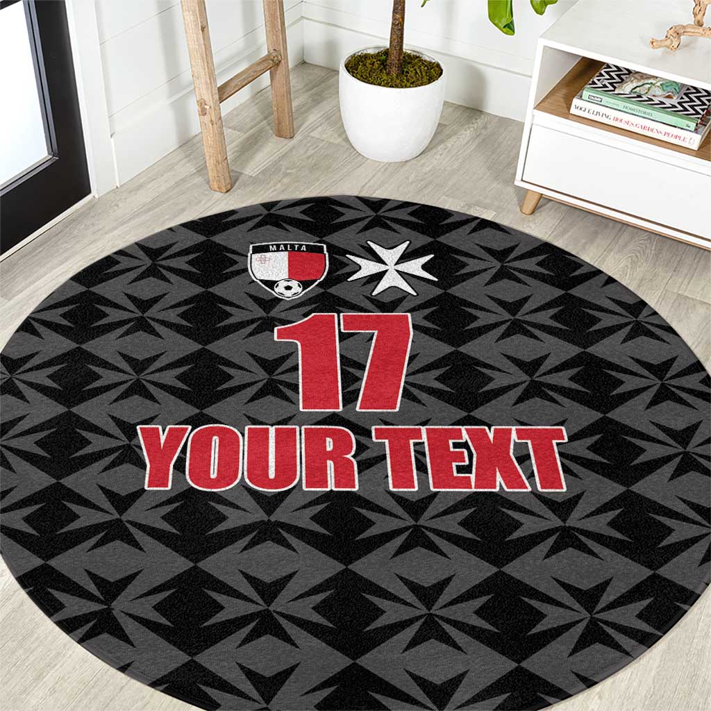 Custom Malta Football Jersey Go Champions Round Carpet Black Style