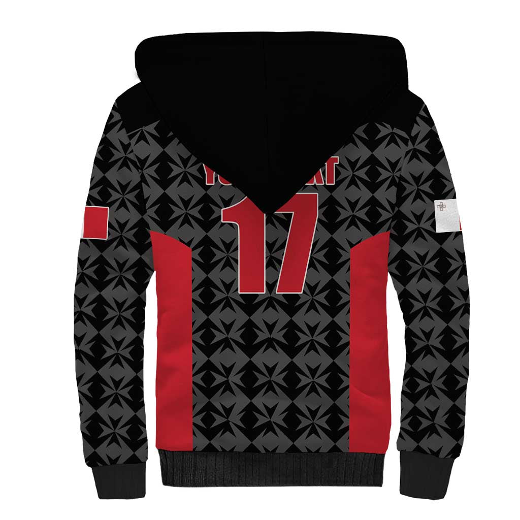 Custom Malta Football Jersey Go Champions Sherpa Hoodie Black Style