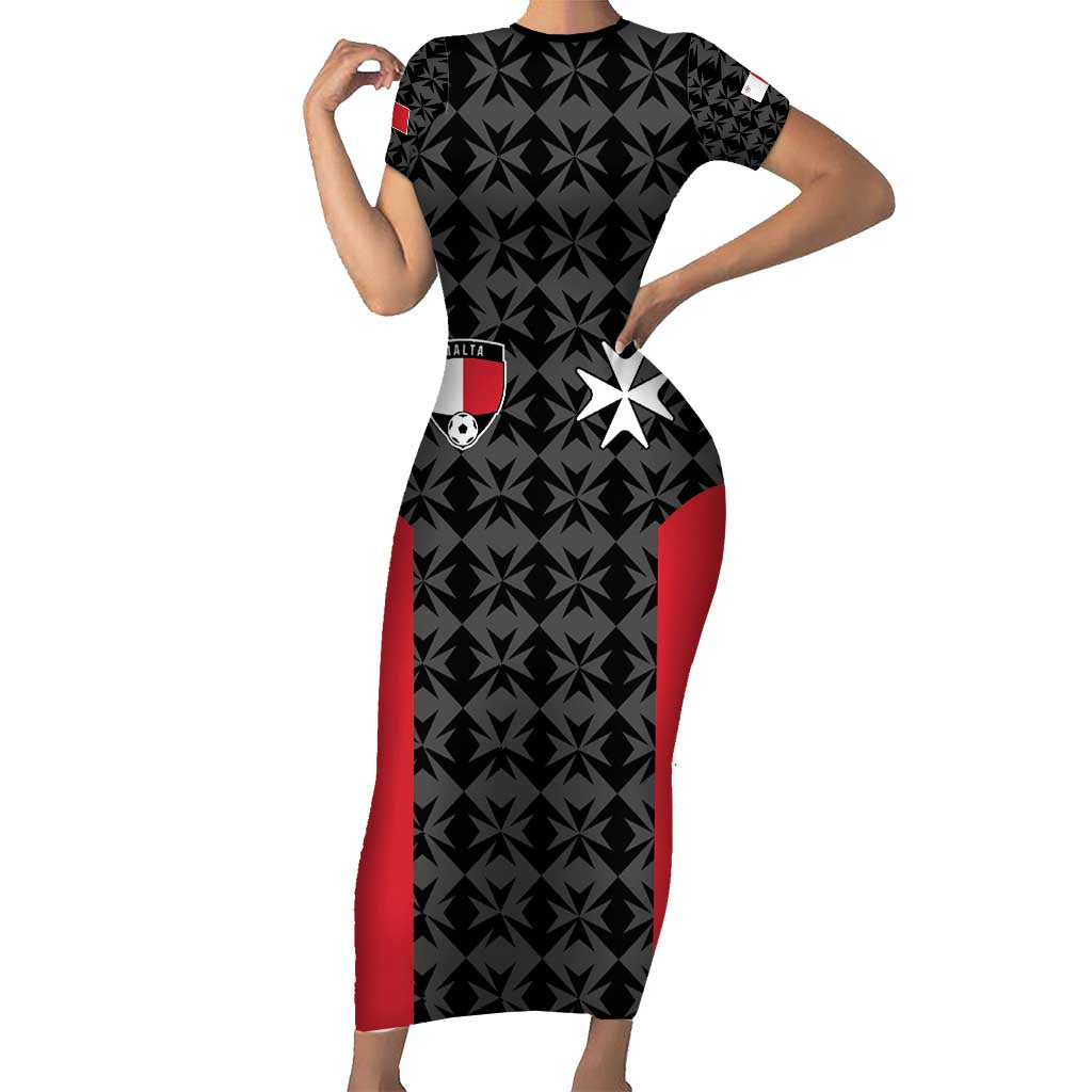 Custom Malta Football Jersey Go Champions Short Sleeve Bodycon Dress Black Style