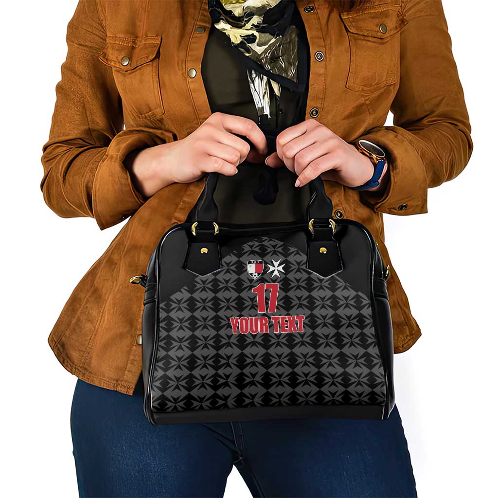 Custom Malta Football Jersey Go Champions Shoulder Handbag Black Style