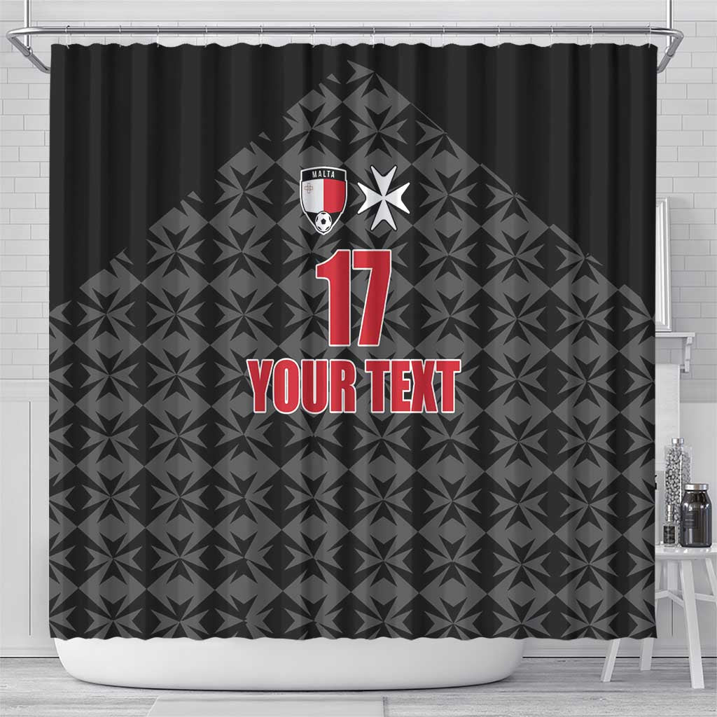 Custom Malta Football Jersey Go Champions Shower Curtain Black Style