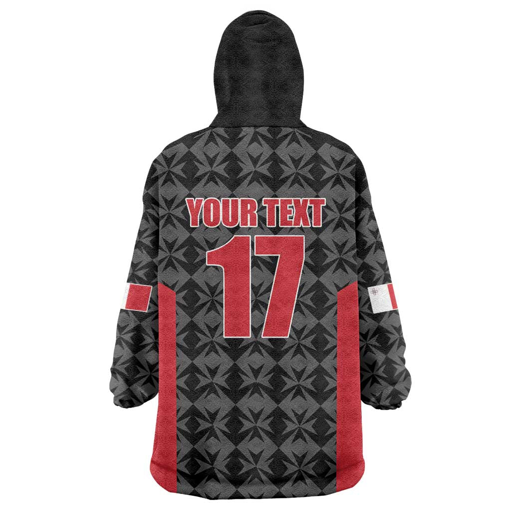 Custom Malta Football Jersey Go Champions Wearable Blanket Hoodie Black Style