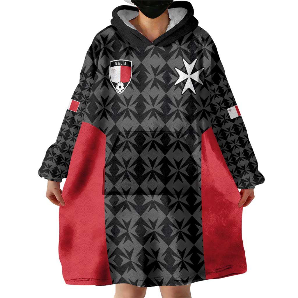 Custom Malta Football Jersey Go Champions Wearable Blanket Hoodie Black Style