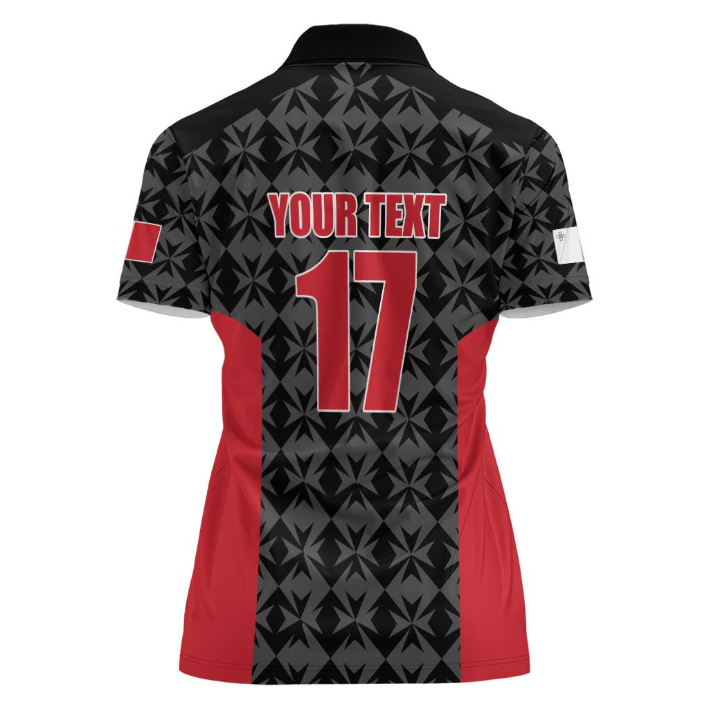 Custom Malta Football Jersey Go Champions Women Polo Shirt Black Style