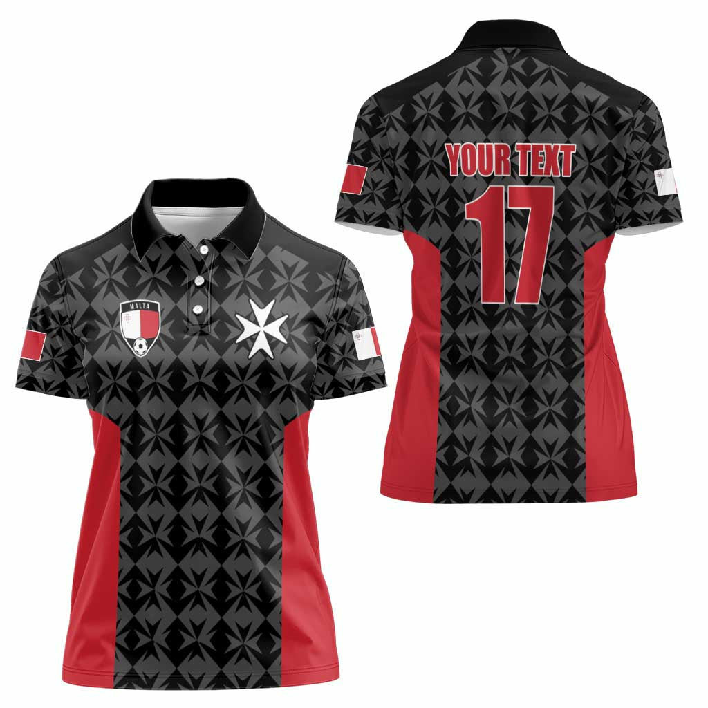 Custom Malta Football Jersey Go Champions Women Polo Shirt Black Style